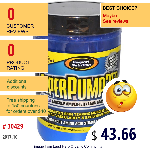 Gaspari Nutrition, Superpump250, Rapid Muscle Amplifier, Lemon Burst Flavor, 1.76 Lbs (800 G)  