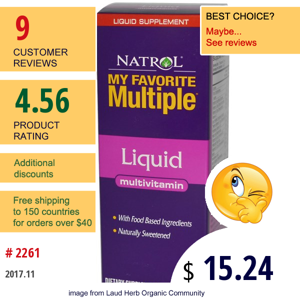 Natrol, My Favorite Multiple, Liquid, Multivitamin, 8 Fl Oz (237 Ml)  