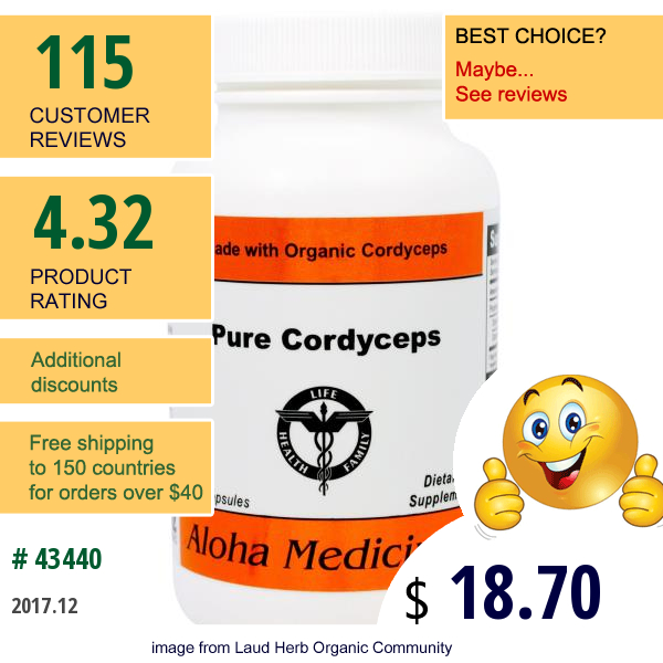 Aloha Medicinals Inc., Pure Cordyceps, 90 Capsules
