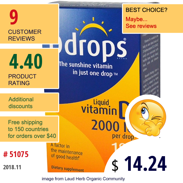 Ddrops, Liquid Vitamin D3, 2000 Iu, 0.17 Fl Oz (5 Ml)