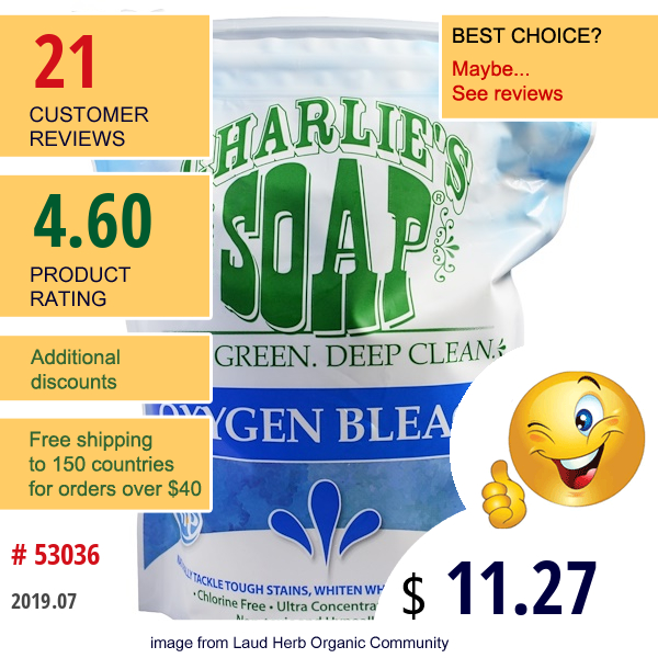 Charlie'S Soap, , Oxygen Bleach, 2.64 Lbs (1.2 Kg)  