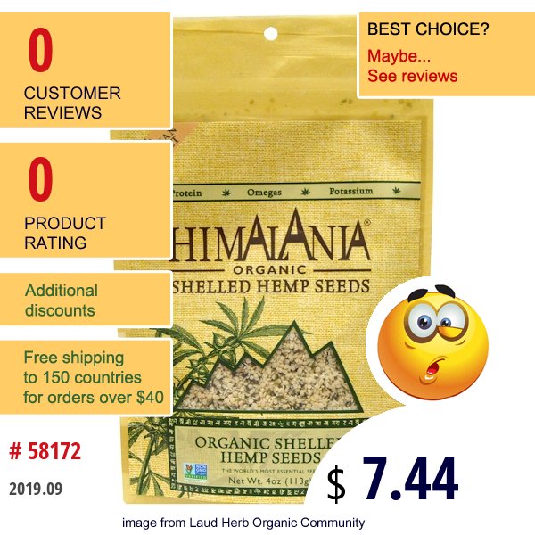 Himalania, Organic Shelled Hemp Seeds With Himalayan Pink Salt, 4 Oz (113 G)  