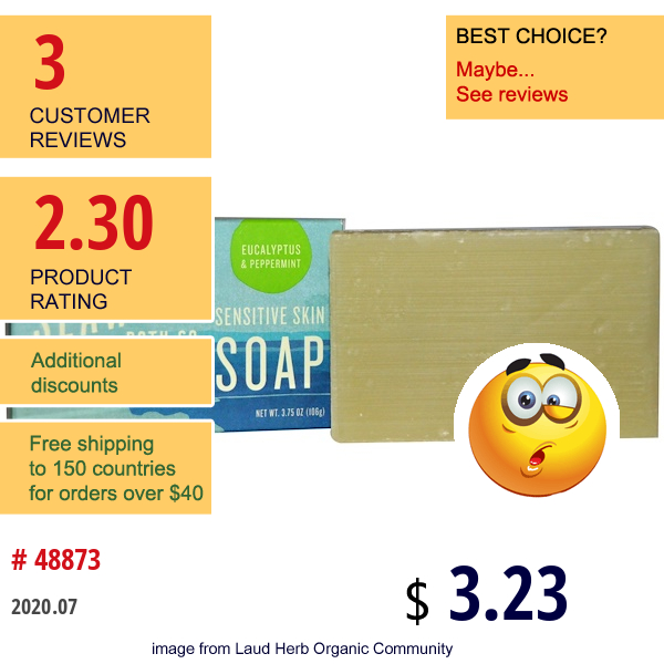 The Seaweed Bath Co., Wildly Natural Seaweed Sensitive Skin Soap, Eucalyptus & Peppermint, 2 Oz (57 G)  