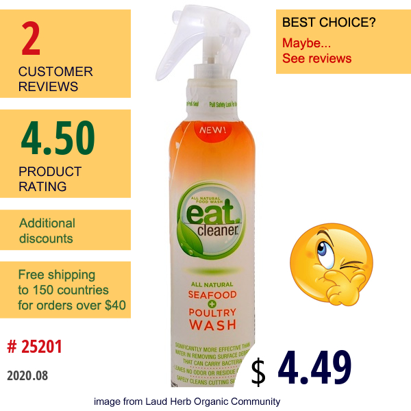 Eat Cleaner, All Natural Seafood + Poultry Wash, 8 Fl Oz (237 Ml)  