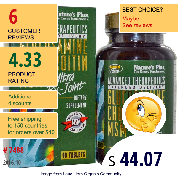 Natures Plus, Advanced Therapeutics, Glucosamine Chondroitin Msm, Ultra Rx-Joint, 90 Tablets Natures Plus, Advanced Therapeutics, Glucosamine Chondroitin Msm, Ultra Rx-Joint, 90 Tablets