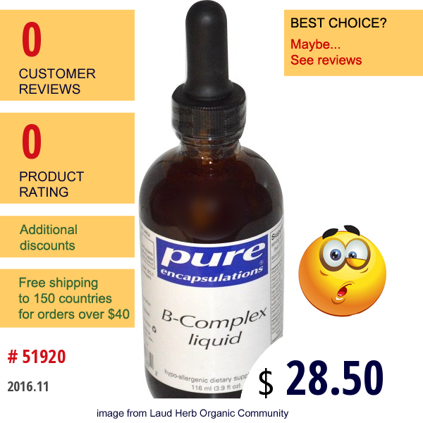 Pure Encapsulations, B-Complex Liquid, 3.9 Fl Oz (116 Ml)  