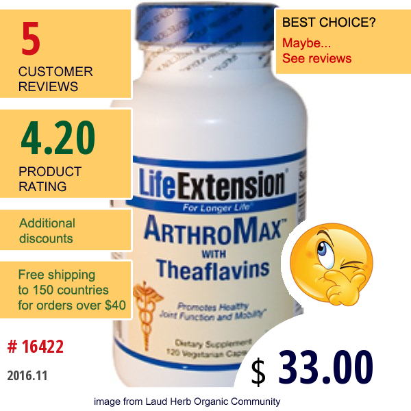 Life Extension, Arthromax With Theaflavins, 120 Veggie Caps  