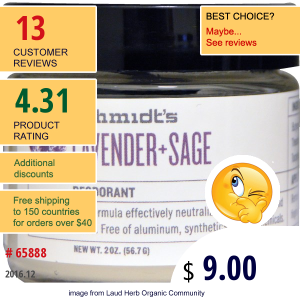 Schmidts Natural Deodorant, Lavender + Sage, 2 Oz (56.7 G)