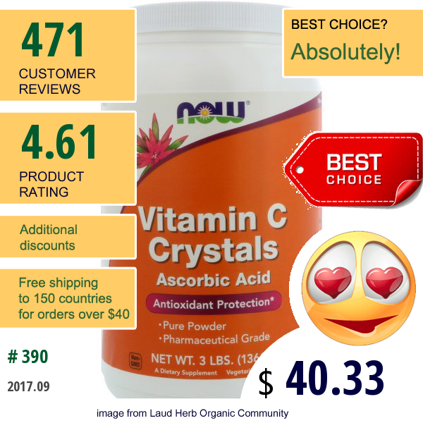 Now Foods, Vitamin C Crystals, 3 Lbs (1361 G)