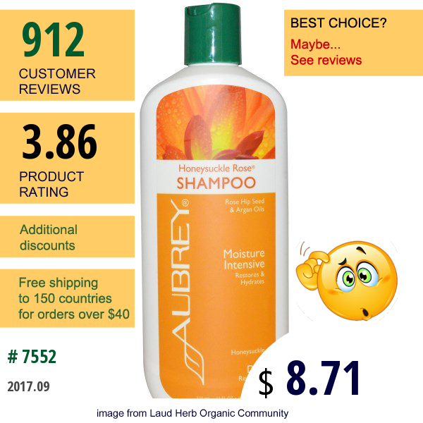 Aubrey Organics, Honeysuckle Rose Shampoo, Moisture Intensive, Dry, 11 Fl Oz (325 Ml)
