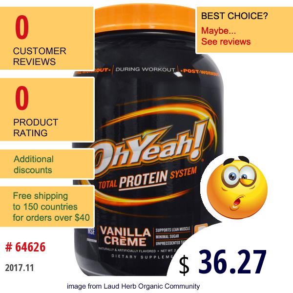 Oh Yeah!, Total Protein System, Vanilla Creme, 2.4 Lbs (1090 G)  