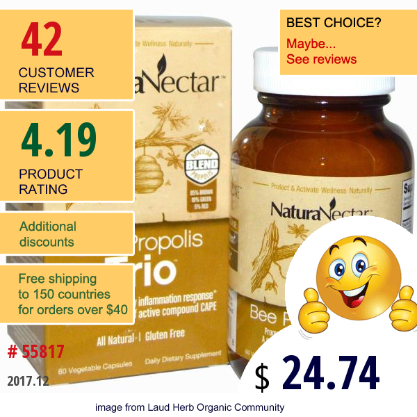 Naturanectar, Bee Propolis Trio, 60 Veggie Caps