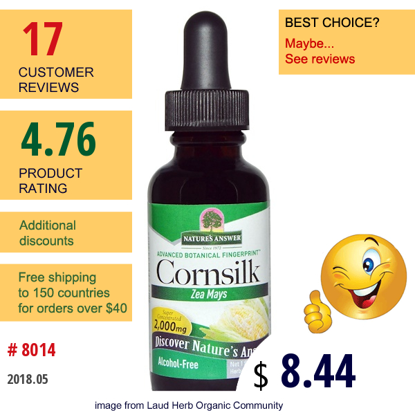 Natures Answer, Cornsilk, Alcohol-Free, 2,000 Mg, 1 Fl Oz (30 Ml)