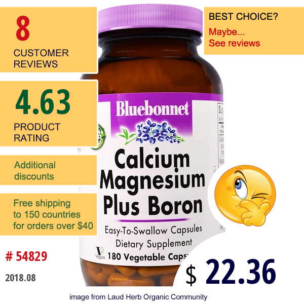 Bluebonnet Nutrition, Calcium Magnesium Plus Boron, 180 Veggie Caps