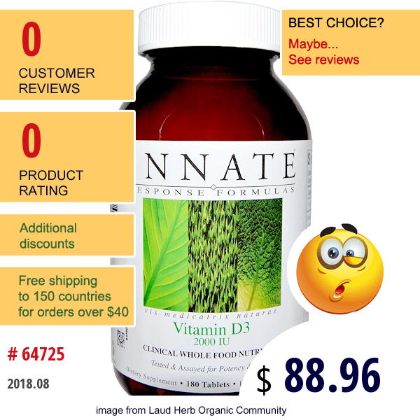 Innate Response Formulas, Vitamin D3, 2000 Iu, 180 Tablets  