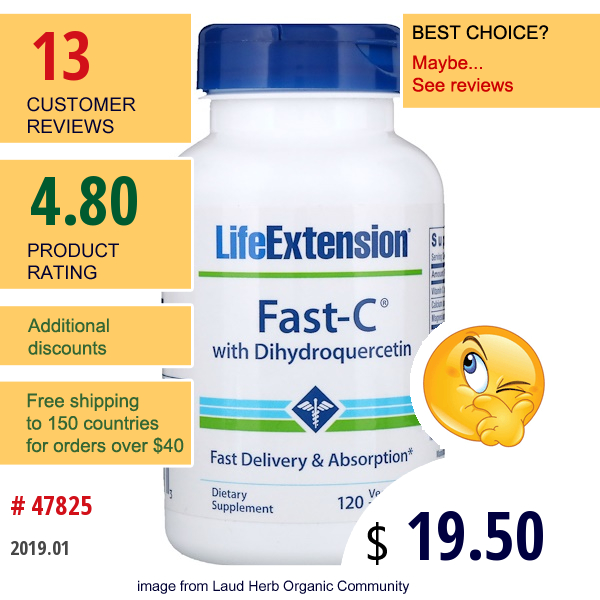 Life Extension, Fast-C With Dihydroquercetin, 120 Vegetarian Tablets