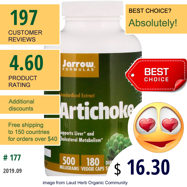 Jarrow Formulas, Artichoke 500, 500 Mg, 180 Capsules