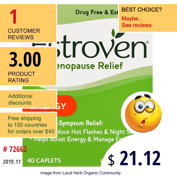 Estroven, Menopause Relief, Energy, 40 Caplets  