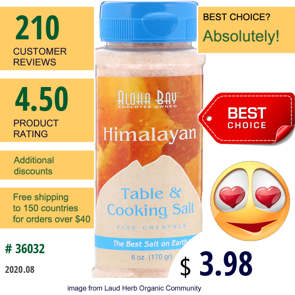 Aloha Bay, Himalayan, Table & Cooking Salt, 6 Oz (170 G)  