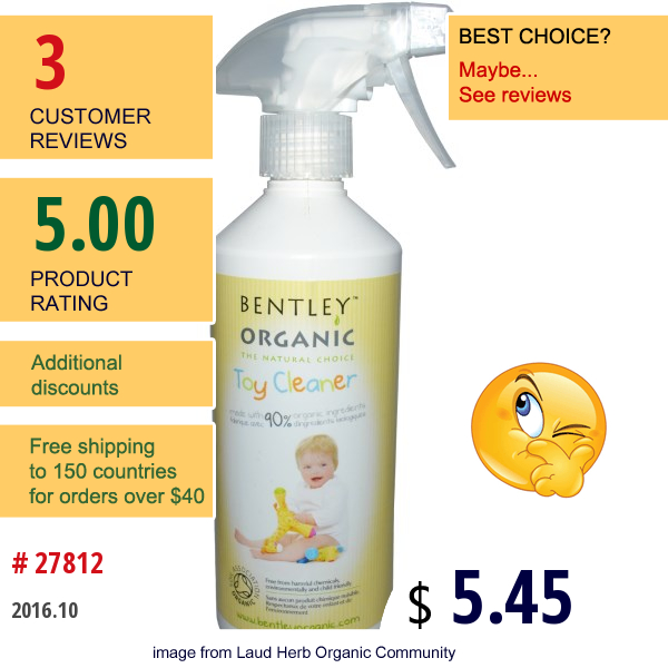 Bentley Organic, Toy Cleaner, 16.9 Fl Oz (500 Ml)  