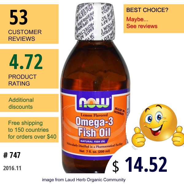 Now Foods, Omega-3 Fish Oil, Lemon Flavored, 7 Fl Oz (200 Ml)