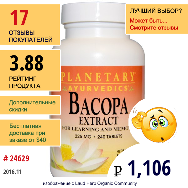 Planetary Herbals, Ayurvedics, Экстракт Бакопы, 225 Мг, 240 Таблеток