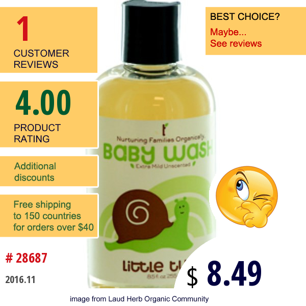 Little Twig, Baby Wash, Extra Mild Unscented, 8.5 Fl Oz (255 Ml)  