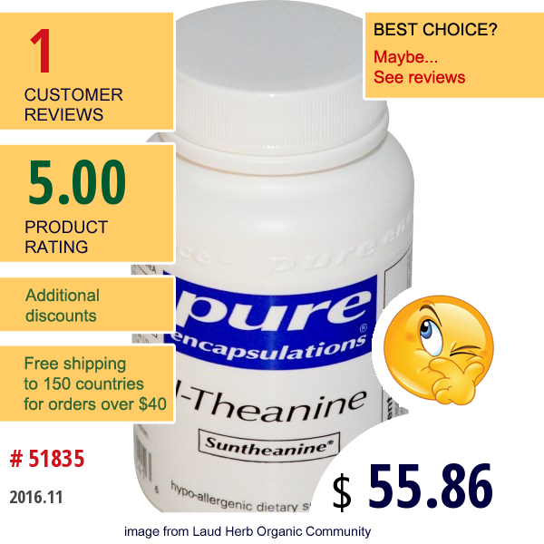Pure Encapsulations, L-Theanine, 120 Capsules  