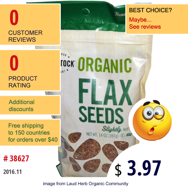 Woodstock, Organic Flax Seeds, 14 Oz (397 G)  