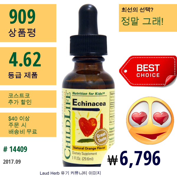 Childlife, 에센셜, 에키네시아, 천연 오렌지 맛, 1 Fl Oz (29.6 Ml)