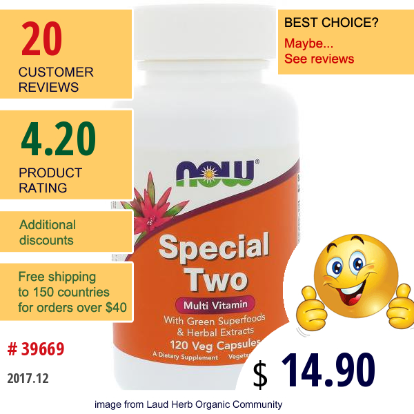 Now Foods, Special Two, Multi Vitamin, 120 Veg Capsules