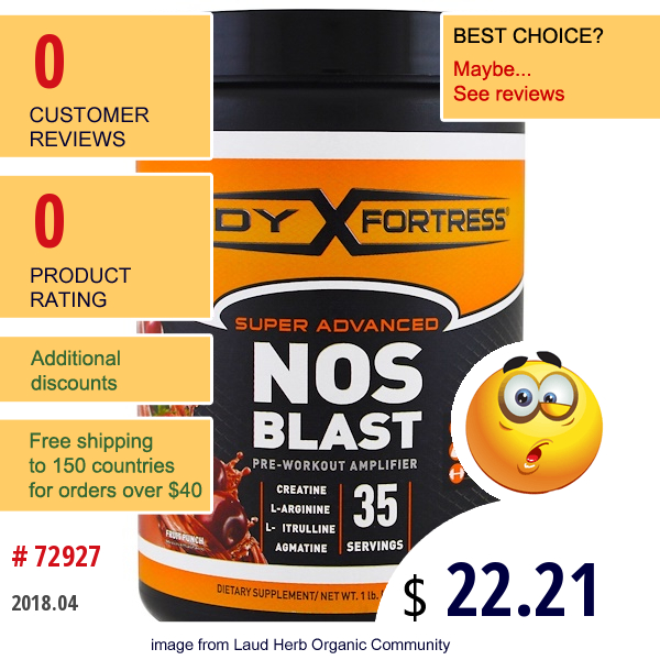 Body Fortress, Super Advanced Nos Blast, Fruit Punch, 1 Lbs (454 G)  