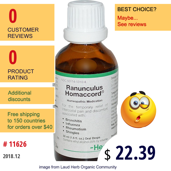 Medinatura, Ranunculus Homaccord, Oral Drops, 1.6 Fl Oz (50 Ml)  