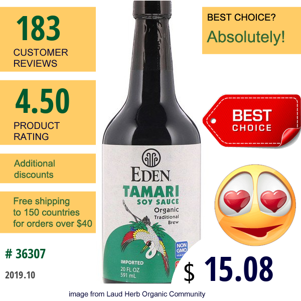 Eden Foods, Organic Tamari Soy Sauce, 20 Fl Oz (592 Ml)