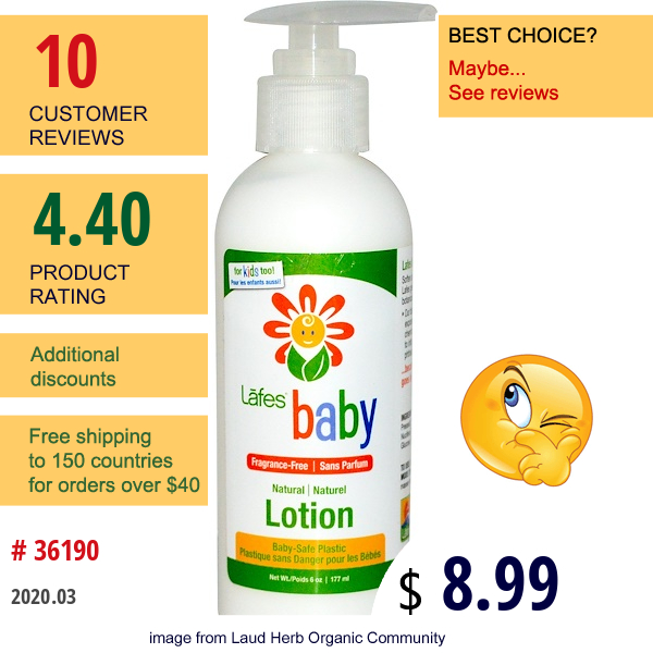 Lafe'S Natural Bodycare, Baby,  Natural Lotion, Fragrance-Free, 6 Oz (177 Ml)  