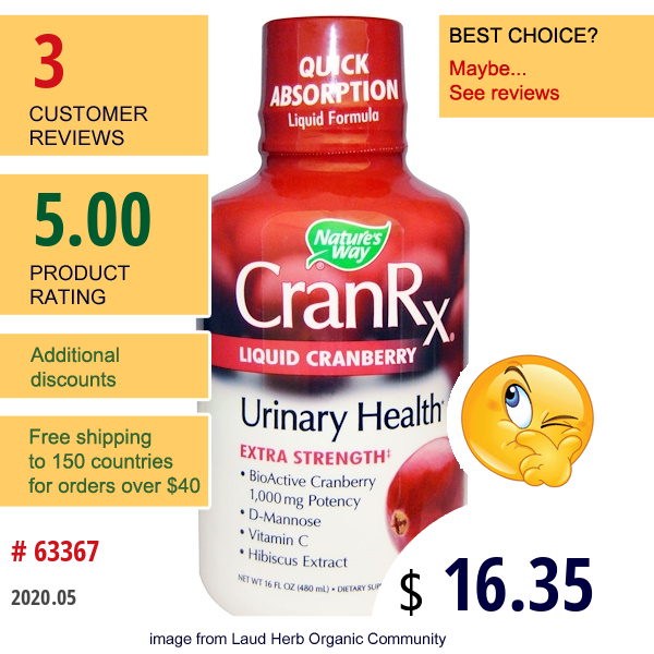 Nature'S Way, Cranrx, Liquid Cranberry, 16 Fl Oz (480 Ml)  