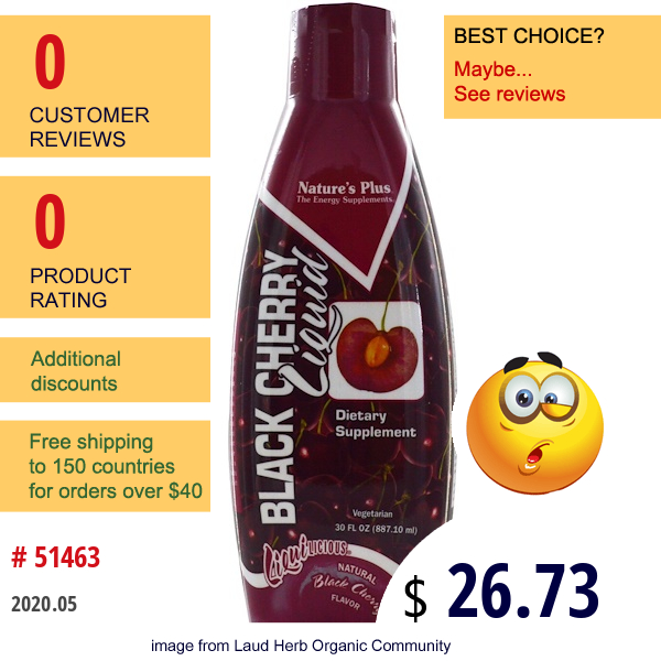 Nature'S Plus, Liquilicious Black Cherry Liquid, 30 Fl Oz (887.10 Ml)  