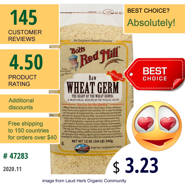 Bob'S Red Mill, Wheat Germ, Raw, 12 Oz (340 G)  