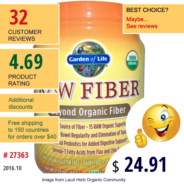 Garden Of Life, Raw Fiber, Beyond Organic Fiber, 1.77 Lbs (803 G)