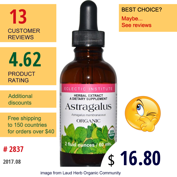 Eclectic Institute, Organic Astragalus, 2 Fl Oz (60 Ml)