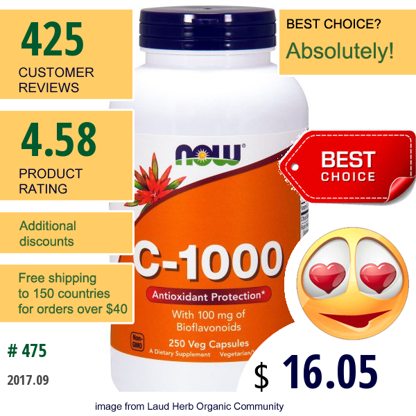 Now Foods, C-1000, With 100 Mg Of Bioflavonoids, 250 Veg Capsules