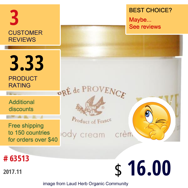 European Soaps, Llc, Pre De Provence, Luxe Butter Body Cream, White Gardenia, 6.7 Fl Oz (200 Ml)  
