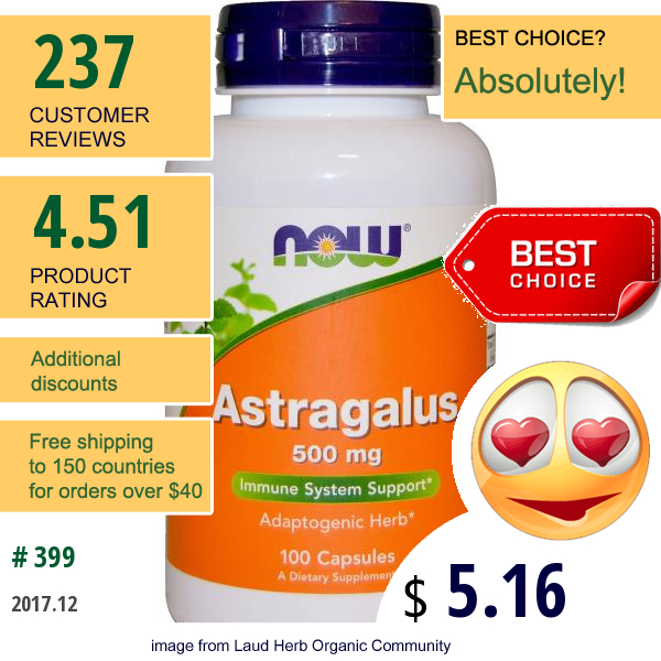 Now Foods, Astragalus, 500 Mg, 100 Capsules