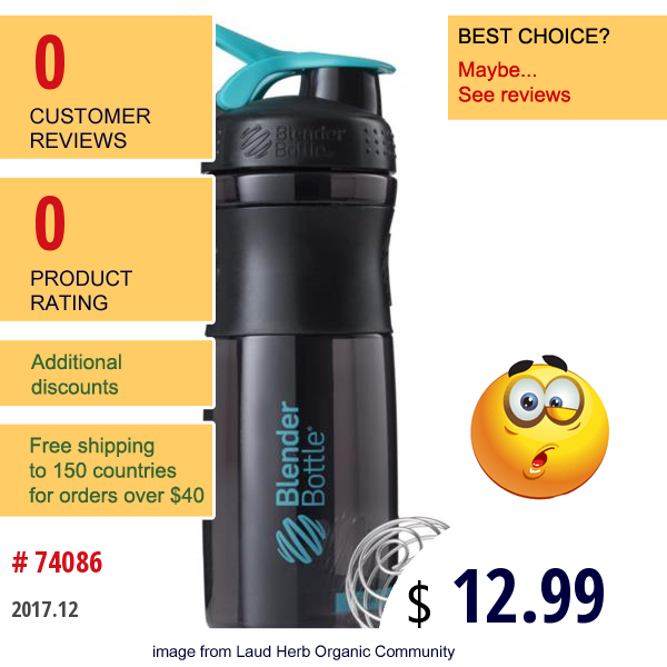 Sundesa, Blenderbottle, Sportmixer Tritan Grip, Black Teal, 28 Oz  