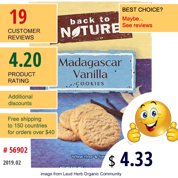Back To Nature, Madagascar Vanilla Cookies, 9 Oz (255 G)