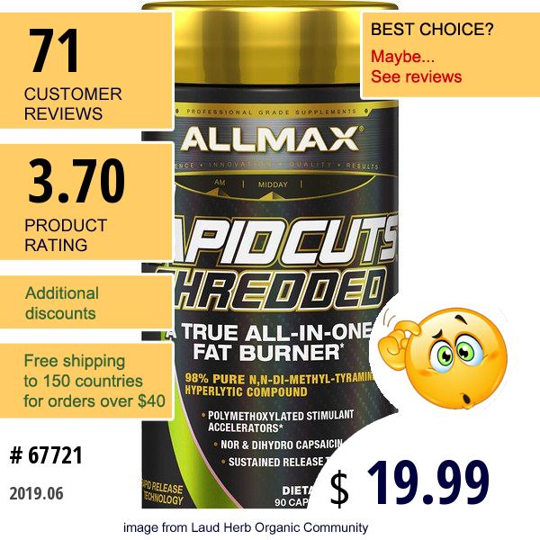 Allmax Nutrition, Rapidcuts Shredded, A True All-In-One Fat Burner, 90 Capsules