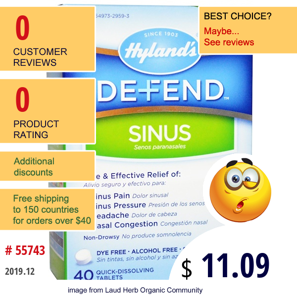 Hyland'S, Defend Sinus, 40 Quick-Dissolving Tablets  