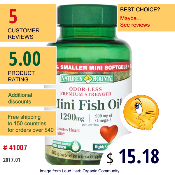 Natures Bounty, Mini Fish Oil, Premium Strength, 90 Coated Mini Softgels