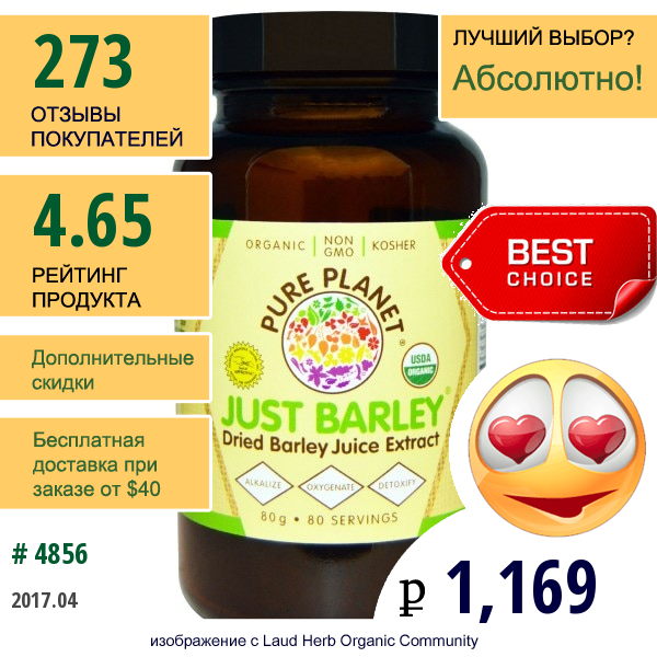 Pure Planet, Органический Just Barley, 80 Г