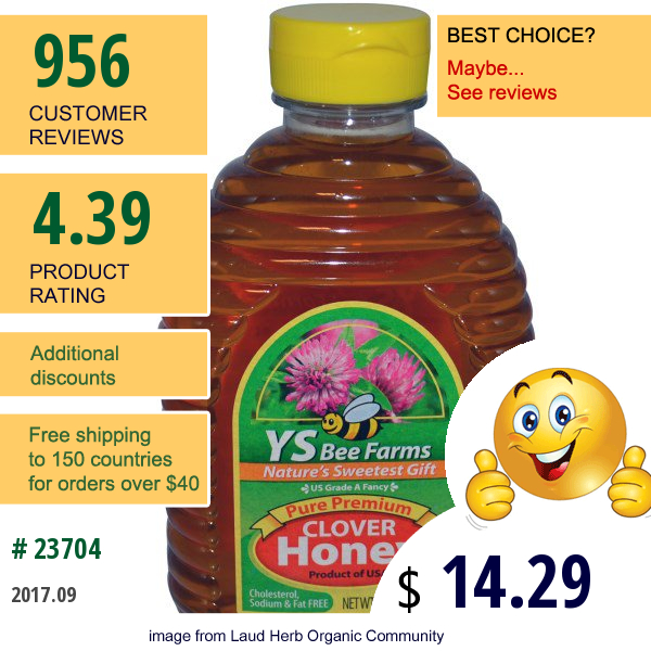 Y.s. Eco Bee Farms, Pure Premium Clover Honey, 32 Oz (2 Lb) 907 G